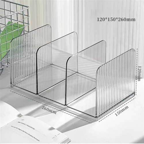 Durable-Compartment Transparent Bookends Reusable Non-Slip Documents Stand Stackable Thicken Desktop Bookshelf Table A