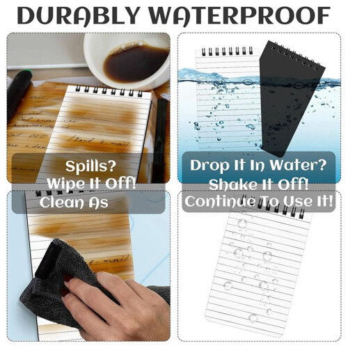 16PCS Waterproof Notebook 3x5 All-Weather Spiral Pocket Notepad Write in the Rain Waterproof Notepad 2