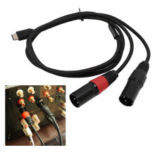 Cable Type-C a 2 XLR macho 32Bit 384kHz, 1m negro