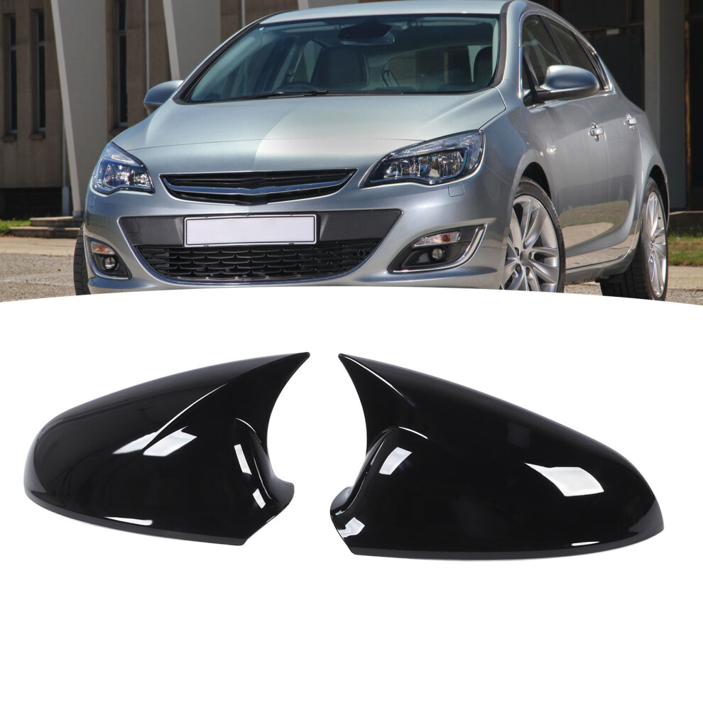 Glossy Rearview Mirror Cover Caps For Vauxhall Astra J Mk6 2010-2016 Black 8401384999577