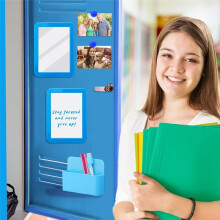 Lockeraccessoireset - Meisje Terug Naar Schoolbenodigdheden, Magnetische Whiteboardspiegel, Droog Uitwisbare Markeerstifthouder en