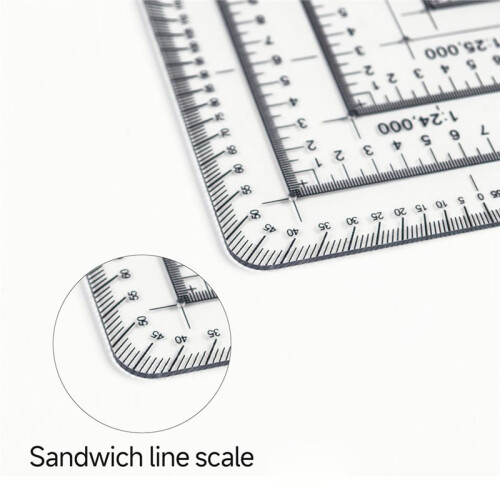 Geographic Coordinate Ruler Transparent Topographical Map Scale Navigation 2