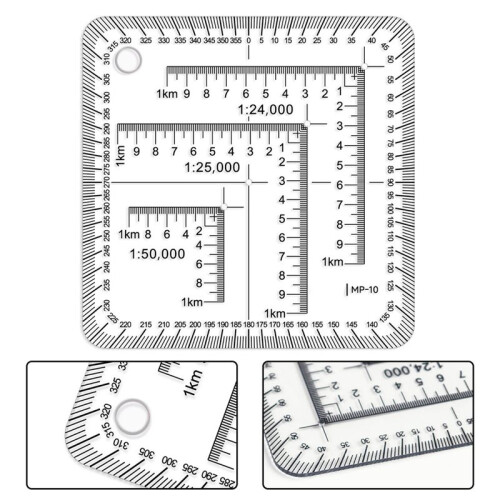 Geographic Coordinate Ruler Transparent Topographical Map Scale Navigation