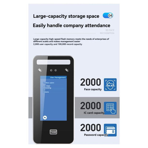 Wall Mount Dynamic Facial Recognition Attendance Andaccess Control Machine 2000 Face for Security Protection S1000 1