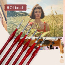 6-Piece Fine Paintbrushes - Detail Paint Brush Set - For Acrylic, Watercolor, Oil