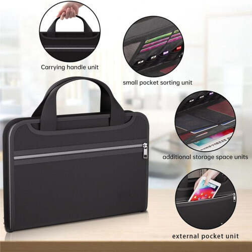 File Organizer Fireproof Business Briefcase Multifunction Waterproof Pouch with Handle & Labels Large Capacity Package 1