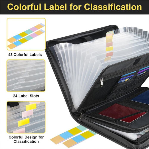 File Organizer Fireproof Business Briefcase Multifunction Waterproof Pouch with Handle & Labels Large Capacity Package 2