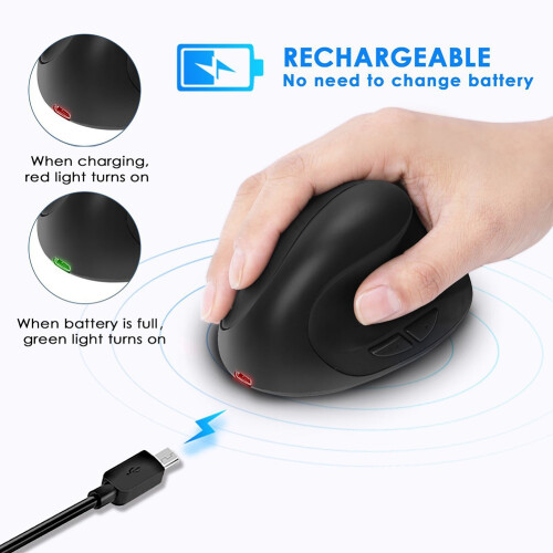 Ergonomic Vertical Mouse Rechargeable Wireless USB 2.4G for Computer Laptop Gaming Mouse Black 1