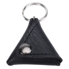 Leather Guitar Pick Holder Keychain Coin Pouch with 3 Picks Black