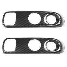 2X Carbon Fiber Gear Shift Knob Panel Frame Cover Trim for - 451 Fortwo Car Interior Styling