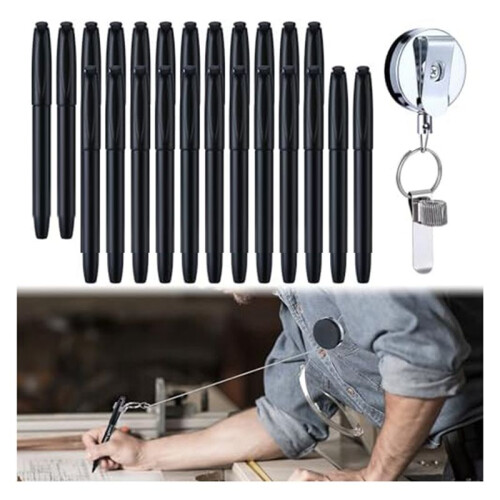24PCS Count Permanent Markers, Fine Point Tip Black Permanent  Pens with Retractable Pen Holder 1