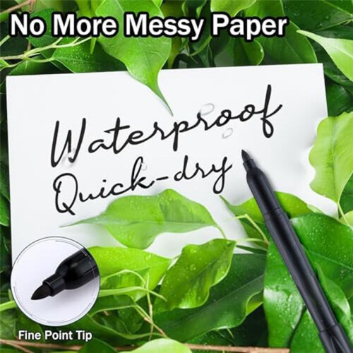 24PCS Count Permanent Markers, Fine Point Tip Black Permanent  Pens with Retractable Pen Holder 2