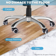 2Inch Office Chair Casters,Office Chair Wheels,Heavy Duty Silent Replacement Rollers, Universal Fit - Set of 5 (White)