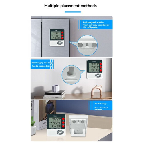 Kitchen Timer Digital Timer with Alarm Clock/Thermometer Function for Cooking Egg Timer Classroom Timer for Teacher 2