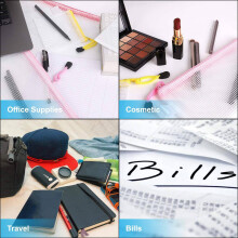 18 Pack 8 Sizes Zipper Mesh Pouch, Waterproof Zipper File Bags Document Pouch Multipurpose Travel Bags (9 Colors)