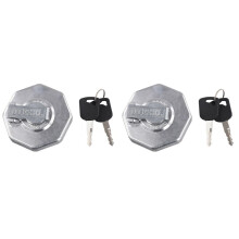 2X Car Fuel Cap with Key for ELF NPR NQR 4HK1 8-98146010-0 8-98088982-0 Silver