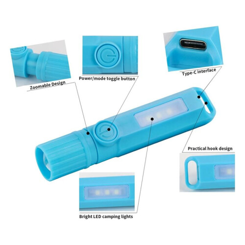6 Pack USB C Rechargeable  Small LED Flashlights, Camping Lantern Combo Flashlight (6 Pack) 2