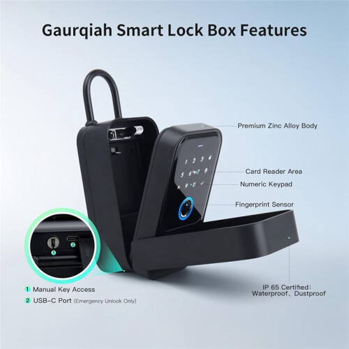 Key Lock Box, Fingerprint, Control, Key, Password, Access Card,  Unlock, Office Security - Wall-Mounted 2