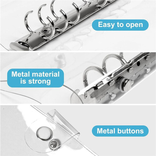 3 Pack A6 Transparent Soft PVC 6 Ring Binder Cover Clear Binder Notebook Cover A6 Binder for Refillable Notebook 1