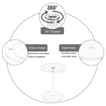 Sunglass Organizer 360 Rotating Stand Acrylic Eyeglasses Display Rack Clear Eyewear Tabletop Hanging Organizer(Clear)