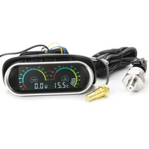 2 in 1 LCD Universele Auto Horizontale Water Temp Meter + Oliedrukmeter 1/8NPT Water Temp Adapter voor 10Mm Sensor 1