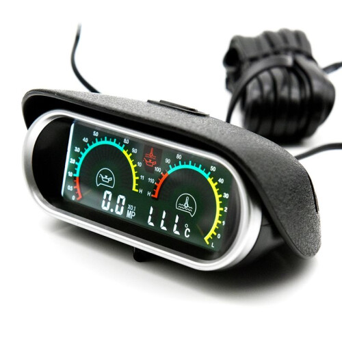 2 in 1 LCD Universele Auto Horizontale Water Temp Meter + Oliedrukmeter 1/8NPT Water Temp Adapter voor 10Mm Sensor 2
