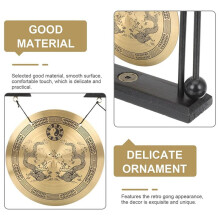 Desktop Gong - Feng Shui Brass Gong Desktop Ornament with Stand and Mallet, Delicate Chinese Home Decor,
