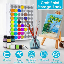 1 Pcs 63 Holes Paint Storage Organizer Vertical Paint Rack Stand Wall Mounted Paint Organizers for ArtSupplies