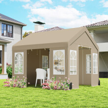 Outsunny 3 x 3 m Party Tent, Outdoor Canopy Tent with Sidewalls, Beige