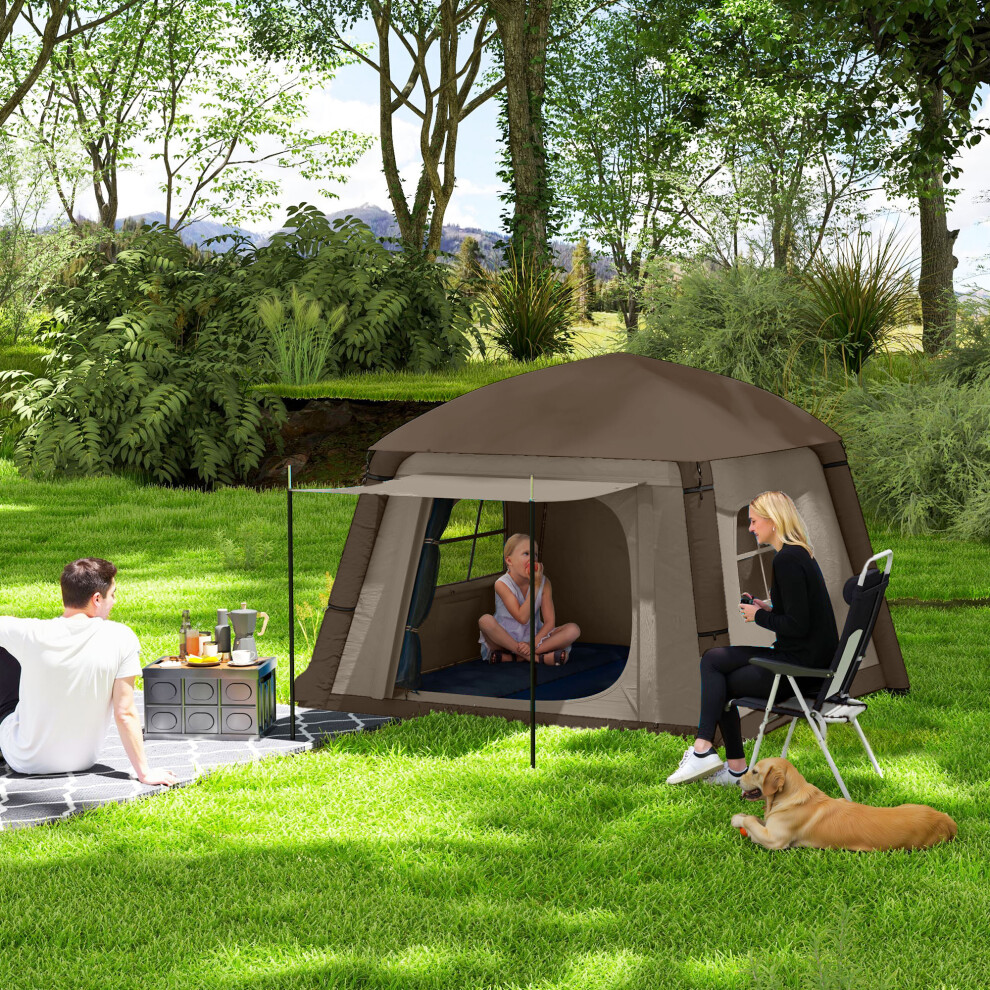 Outsunny Inflatable Camping Tent, Easy Setup 2 Man Tent, Khaki