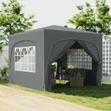 Outsunny 3 x 3(m) UPF50+ Pop Up Gazebo with Sides and Carry Bag, Dark Grey