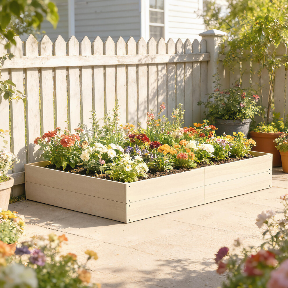 Outsunny Wooden Raised Bed For Garden, 620L Extra Large Raised Garden Bed