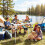 Outsunny Outsunny 3ft Folding Camping Table, Picnic Table with Storage Layer, White 1