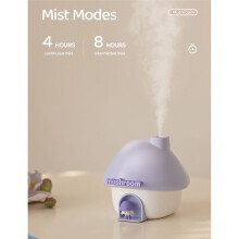 Humidificador de Aire con Luz Nocturna y Forma de Hongo con Tanque de Agua y Capacidad de 300 Ml para el Hogar y la Oficina, Color Morado
