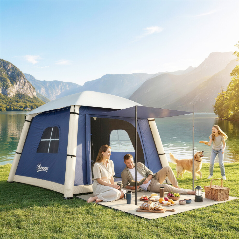 Outsunny Inflatable Camping Tent, 2 Man Tent, Dark Blue