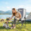Outsunny Outsunny Camping Chair Padded with Side Pocket Light Grey 1