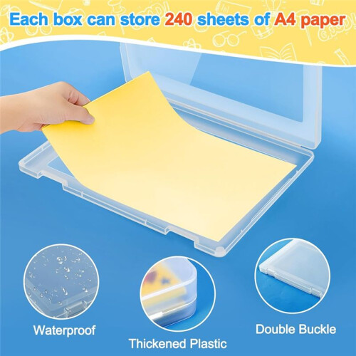 4 Pack A4 File Box Paper Storage Rack Document Protector for Magazines, Scrapbooks, Office School Supplies 1
