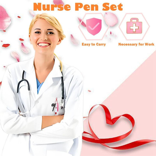 Nurse Pen Set, Badge Reel Pen Include Highlighter Permanent  Pen Led Keychain Flashlight  Pen Et 6 Sets 2
