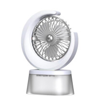 LED Fan Battery Powered Quiet Fan Portable Humidifying Fan with 600ml Tank 3 Speeds Adjustable USB Rechargeable Fan C