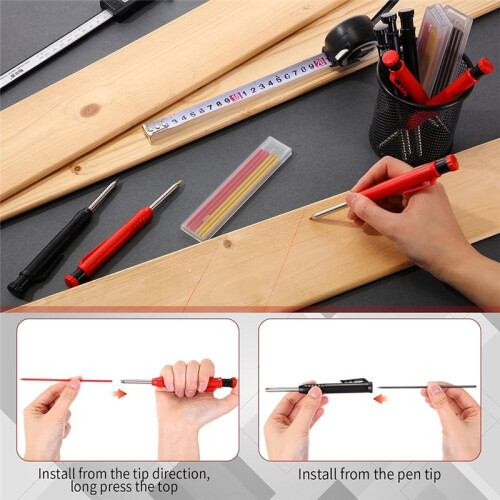 8 Pack 2.8mm Mechanical Carpenter Pencils with 48 Refills, Construction Pencils, Long Nib Deep Hole 2
