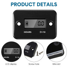2 Pieces Inductive Hour Meter for Gas Engine Lawn Mower Dirt Bike Motorcycle Motocross Snowmobile Marine (Black)