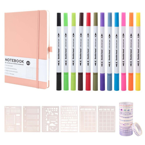 Dotted Journal Kit,A5 Hardcover Dotted Journal Notebook Numbered Pages,Dotted Journaling Kit for Beginner 2
