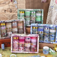 24 rollos de cintas washi retro para scrapbooking, juego de cintas adhesivas decorativas para diario y útiles escolares B