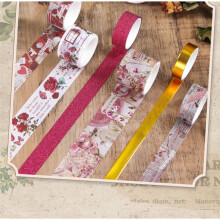 24 Rolls Retro Washi Tapes for Scrapbooking, Decorative Adhesive Masking Tape Set for Diary and School Supplies A