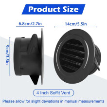 4 Inch Soffit Vent Cover, Round Soffit Exhaust Vent Cover with Built-in Mesh Screen, for Bathroom Home Office Garage