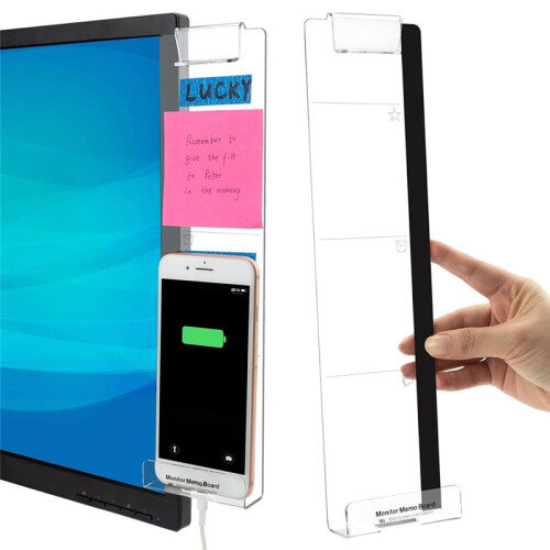 2 Pack Computer Monitor Memo Board Multi-Function Message Board Transparent Display Side Panel for Office, Computer Desk 2