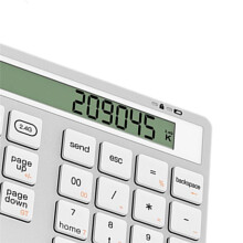 Ergonomic Dual Mode Wireless Numeric Keyboard with Display Calculator 2in1 Wireless Number Keypad White