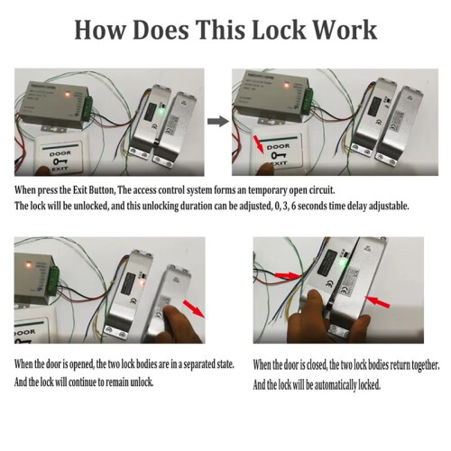 Electric Drop Bolt Lock Fail Secure Mode DC12V/24V with Adjustable  Delay Open When No Power 2