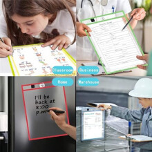 30 Pack Dry Erase Pocket Covers Reusable Ticket Holders, Clear Plastic Page Protectors,Organization Supplies for School