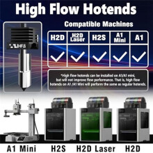 H2D High Flow Hotend 0.6mm Kit 2pcs for H2D with 2 Silicone Socks Print Kit, for Bamboo H2D Series